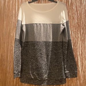 Grey and white ombré stripe sweater